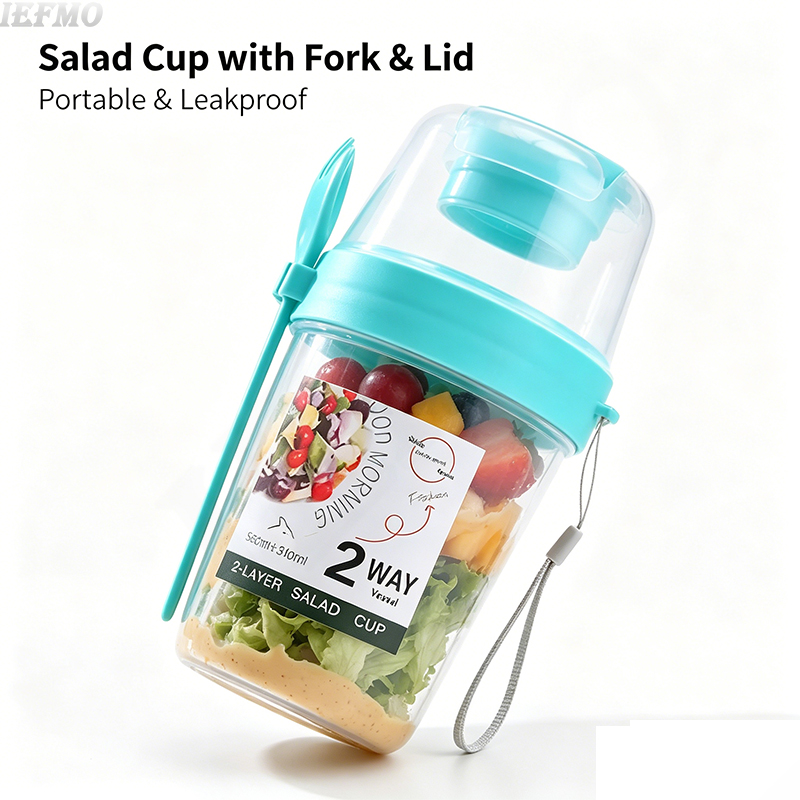 Meal Prep Yogurt Cups - Salatschüssel-Set für unterwegs mit integrierter Gabel