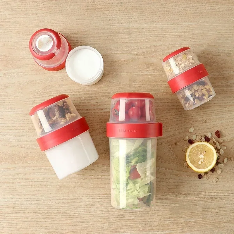 Meal Prep Kits - Doppelschichtige, versiegelte, geteilte Crisper-Box für Haferflocken,