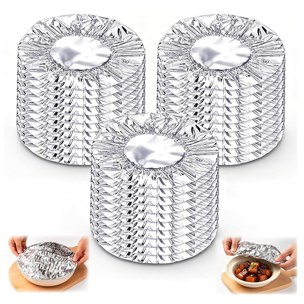 Meal Prep Bowl - Wiederverwendbare Aluminiumfolien-Lebensmittelabdeckungen, Pop-Up-Isolierabdeckungen aus Alufolie, Hitzeschutzdeckel