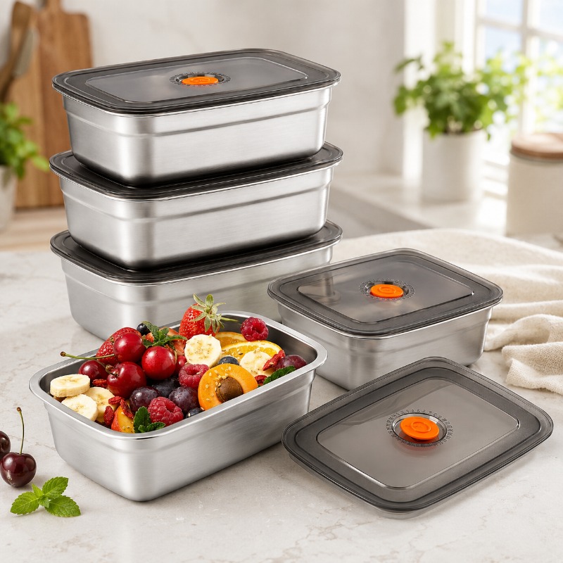 Meal Prep Freezer - Edelstahl-Bento-Box mit großer Kapazität, dicht verschlossen,