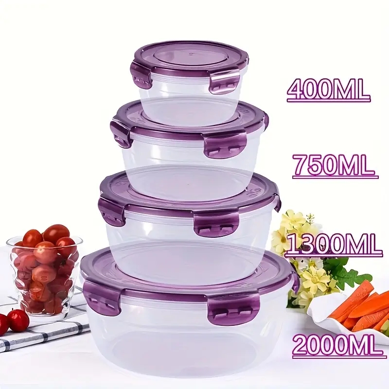 Meal Prep Kits - 4 Plastik-Lebensmittelbehälter, Lunchboxen, Geeignet für Kantinen,