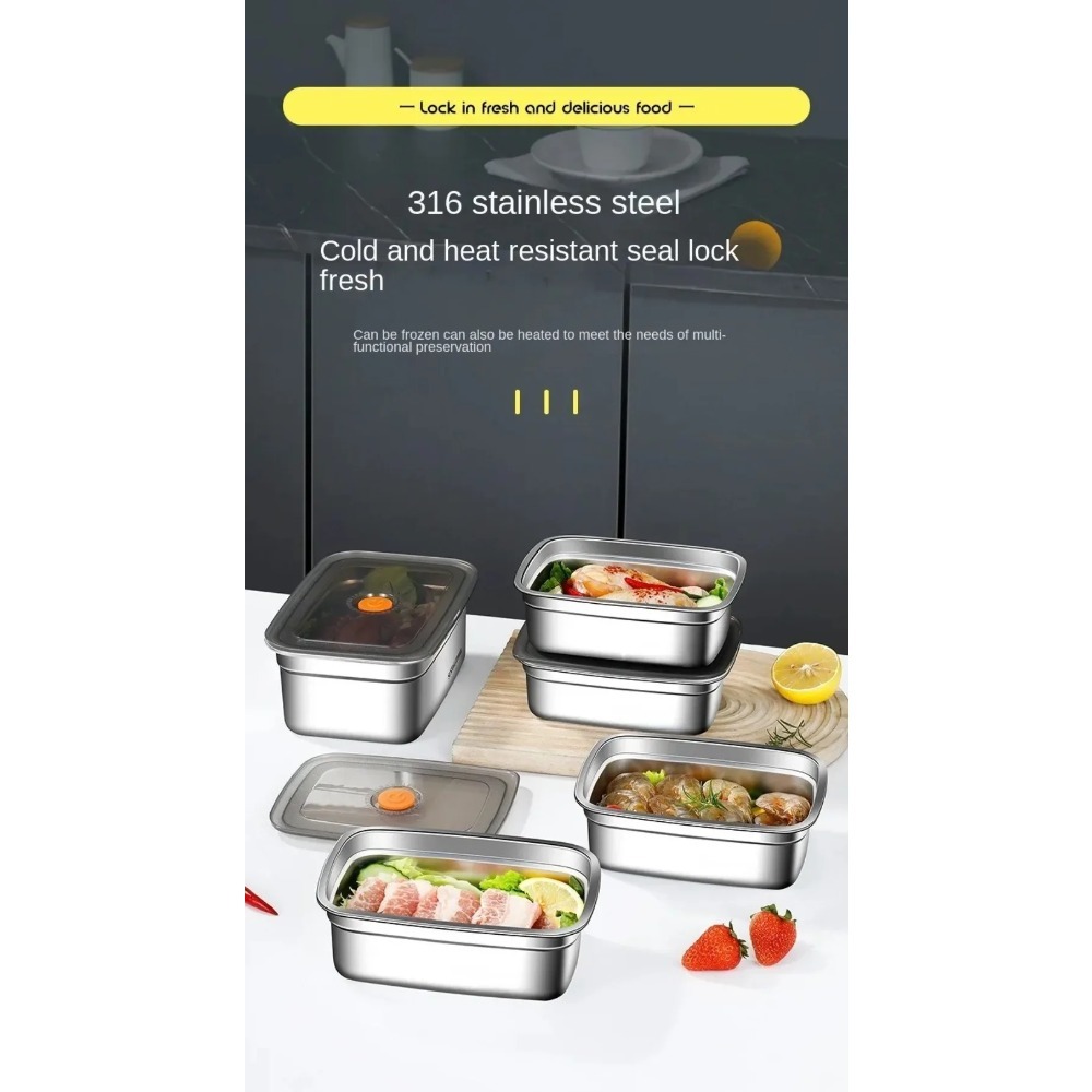 Meal Prep Freezer - Hochwertige Edelstahl-Camping-Lunchbox, Versiegelte Gefriertruhen-Box, Auslaufsichere Mikrowellengeeignete
