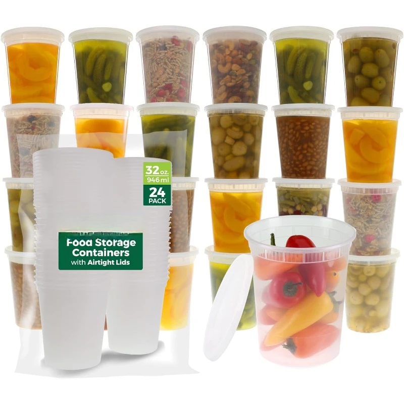 Meal Prep Freezer - [24 set] 8oz-32 oz Plastik-Deli-Behälter mit
