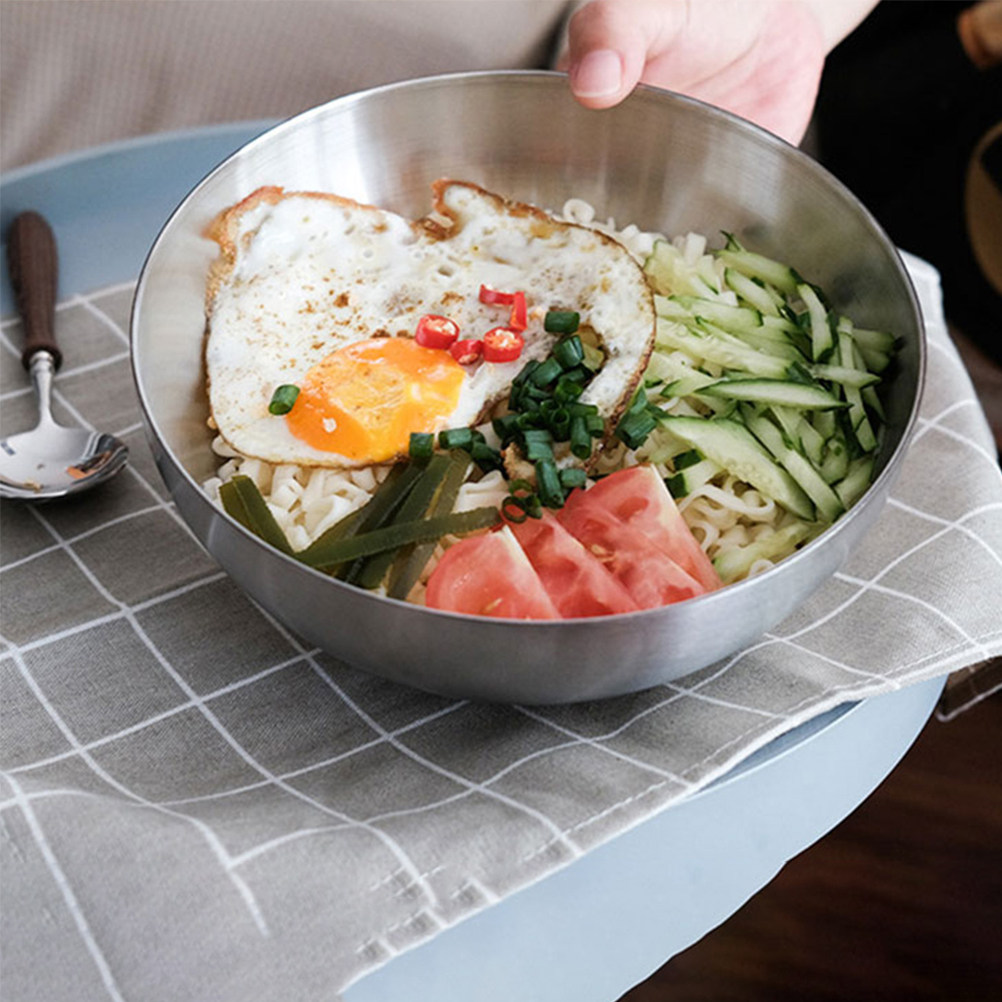 Meal Prep Noodles - 2 Stück koreanische Edelstahl-Salatschüsseln, elegante moderne