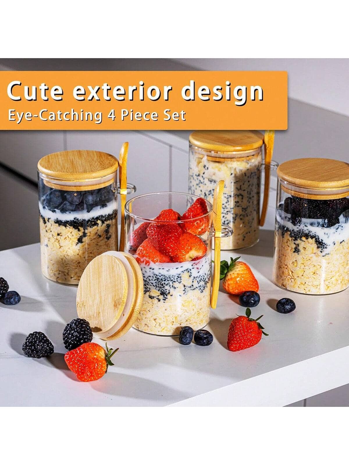 4er-Pack Overnight-Oats-Gläser – Meal Prep Yogurt Cups Bewertung und Preis