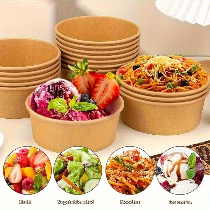 10/20PCS Kraft Papier Runde Sc – Meal Prep Noodles Bewertung und Preis