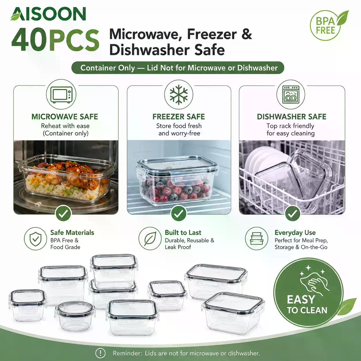 40-teiliges Set extra großer,  – Meal Prep Bowl Bewertung und Preis